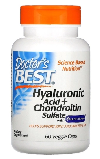 Гіалуронова кислота і хондроїтинсульфат Doctor's Best з колагеном BioCell Collagen 60 таблеток