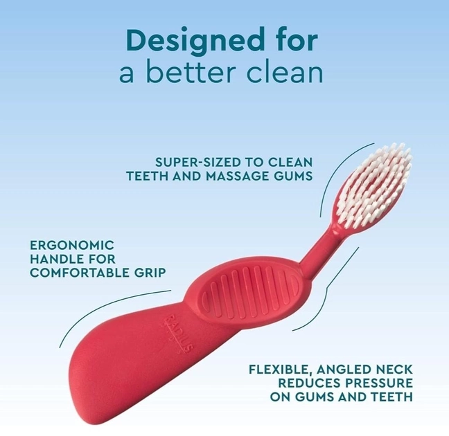 Зубна щітка RADIUS Flex Brush Toothbrush доросла для правші рожева - Зображення 2