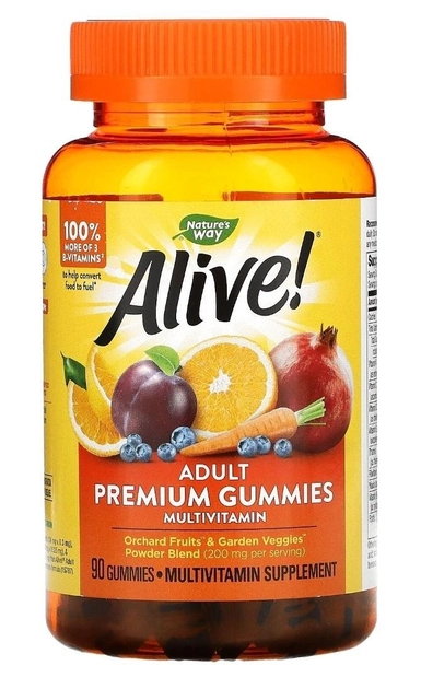 Alive! жувальний мультивітамін Nature's Way для дорослих та дітей зі смаком фруктів 90 жувальних таблеток