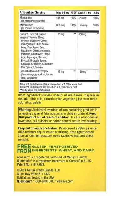 Alive! жувальні мультивітаміни для дітей Nature's Way зі смаком апельсина та ягід 120 жувальних таблеток - Image 3