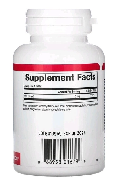 Цитрат цинку Natural Factors 15 мг 90 таблеток - Image 2