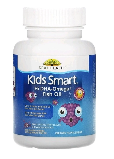 Kids Smart риб’ячий жир із високим вмістом омега-3 ДГК Bioglan фруктовий смак 30 жувальних капсул - Image 3