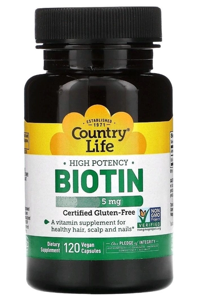 Високоефективний біотин Country Life 5 мг 120 веганських капсул