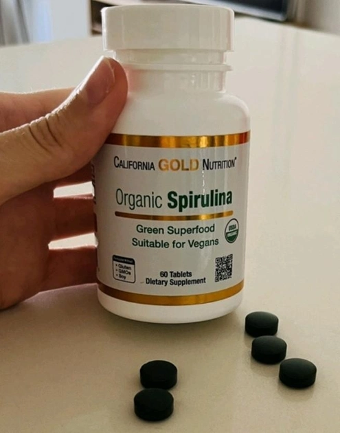 Органічна спіруліна California Gold Nutrition сертифікат USDA Organic 500 мг 240 таблеток - Image 7