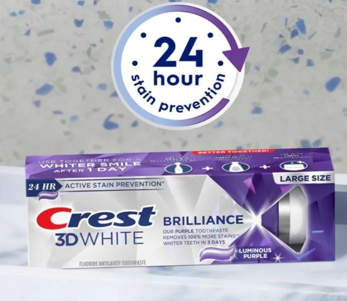 Відбілювальна зубна паста Crest 3D White Brilliance Luminous Purple Teeth Whitening Toothpaste 130г - Image 2
