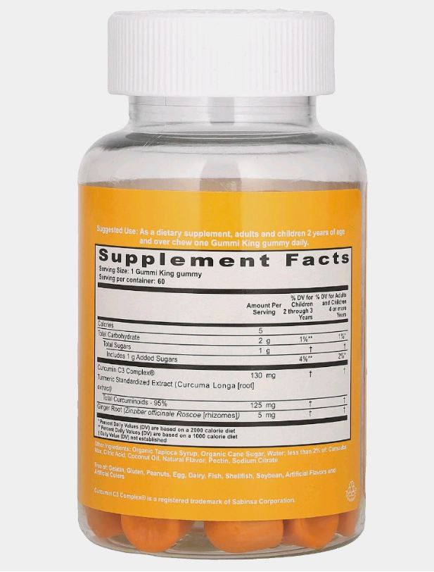GummiKing вітаміни для імунітету куркума та імбир для дітей зі смаком манго 60 жувальних таблеток - Зображення 2