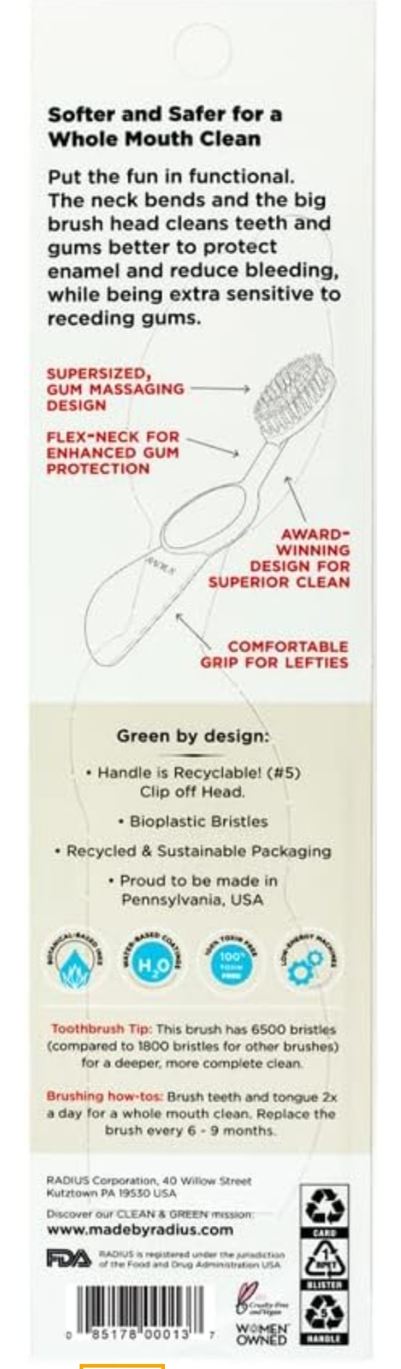 Зубна щітка RADIUS Flex Brush Toothbrush доросла для правші помаранчева - Зображення 3