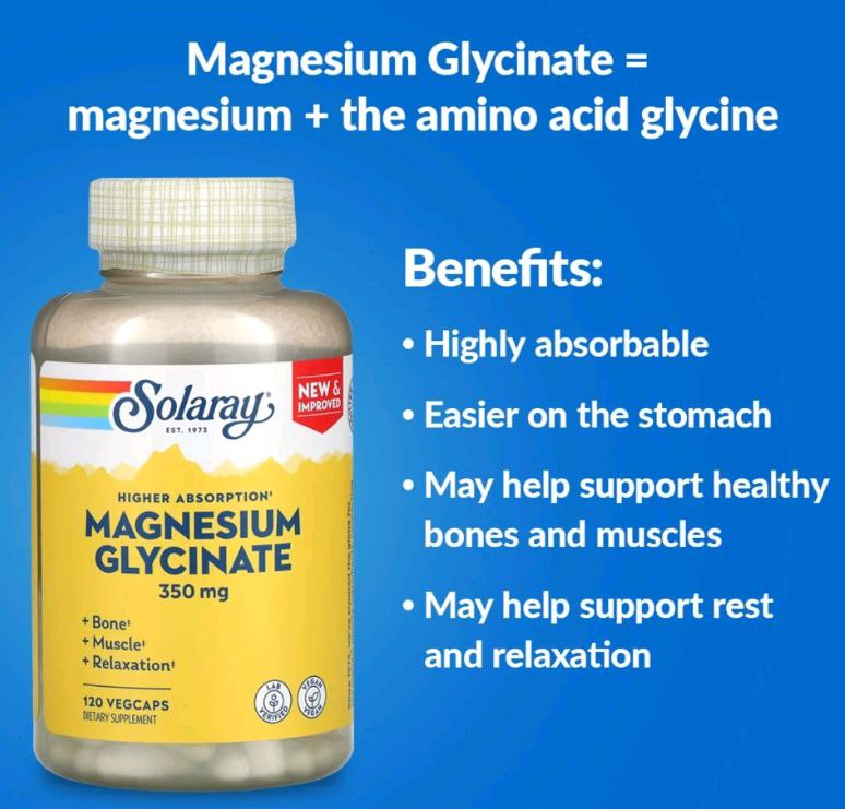 Solaray магній гліцинат з підвищеною засвоюваністю 350 мг 120 капсул VegCap - Зображення 3