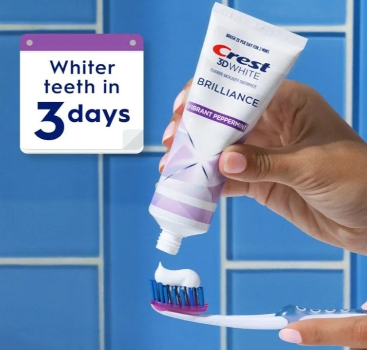 Відбілювальна зубна паста Crest 3D White Brilliance Vibrant Peppermint Teeth Whitening Toothpaste 130г - Зображення 4
