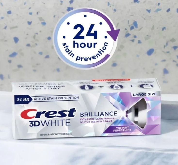 Відбілювальна зубна паста Crest 3D White Brilliance Vibrant Peppermint Teeth Whitening Toothpaste 130г - Зображення 3